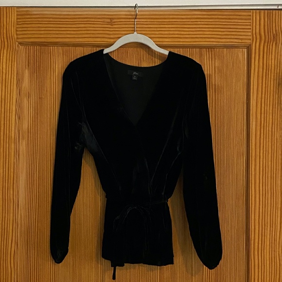 JCREW Faux Wrap Top in Drapey Velvet - Picture 2 of 8